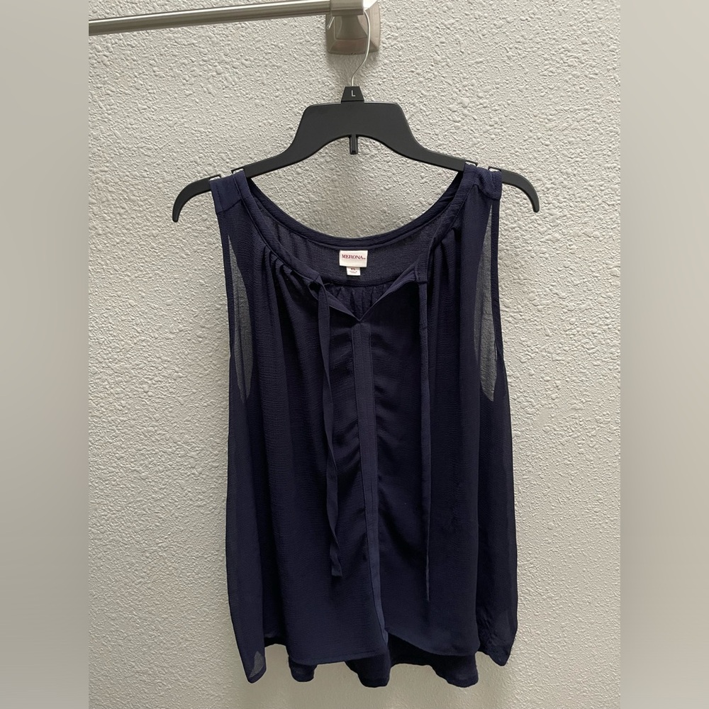 ❤️‍🔥3/$27❤️‍🔥Women’s Merona Sheer Top - Size XL - Navy Blue - EUC